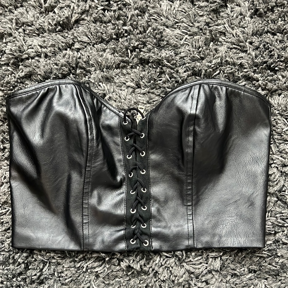 Tiger Mist Leather corset top